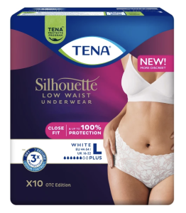 TENA Silhouette pants plus, lav liv, hvit L